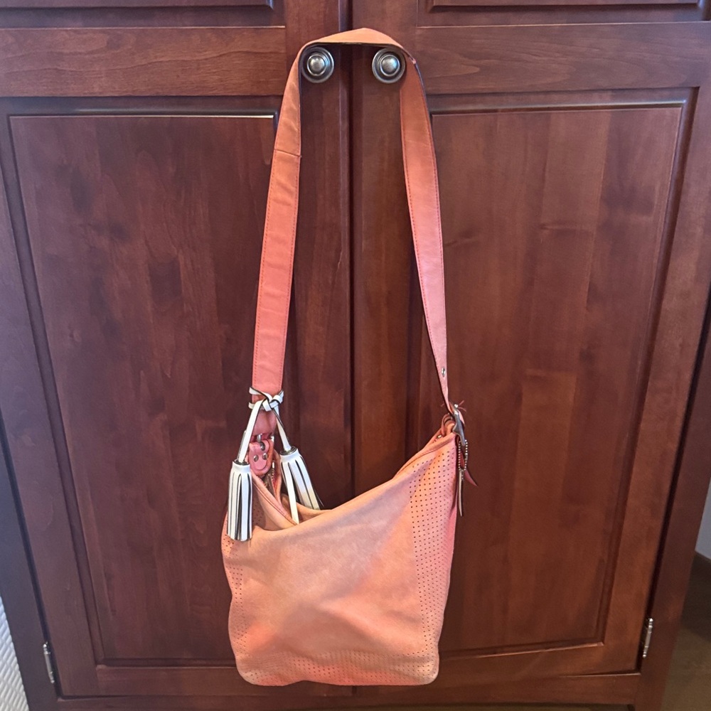 Coach faded pink Shoulder Bag with Tassels